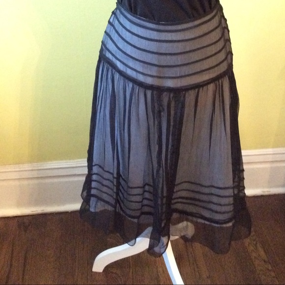 Sophia Michelle NWT Sheer Black Silk Skirt Sz 10 - Picture 1 of 13